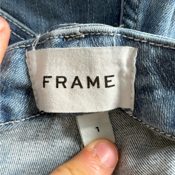 Frame Denim Stretch Cotton Le One Crop Mini Boot Casper Blue Jeans Size 26 - Picture 3 of 15